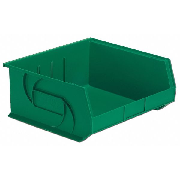 Hang & Stack Storage Bin, Green, Plastic, 14 3/4 in L x 16 1/2 in W x 7 in H, 40 lb Load Capacity