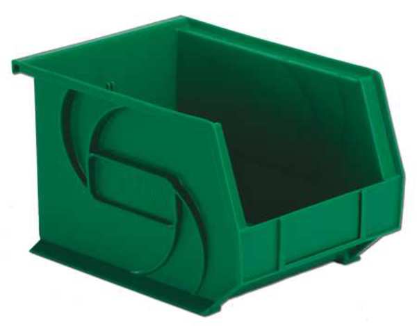 Hang & Stack Storage Bin, Green, Plastic, 10 3/4 in L x 8 1/4 in W x 7 in H, 40 lb Load Capacity