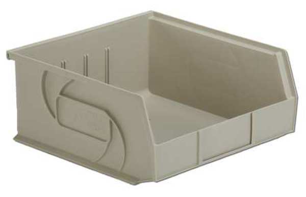 Hang & Stack Storage Bin, Beige, Plastic, 10 7/8 in L x 11 in W x 5 in H, 40 lb Load Capacity