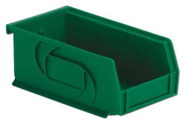 Hang & Stack Storage Bin, Green, Plastic, 7 3/8 in L x 4 1/8 in W x 3 in H, 25 lb Load Capacity