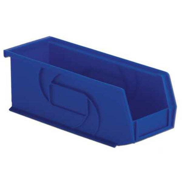 Hang & Stack Storage Bin, Blue, Plastic, 10 7/8 in L x 4 1/8 in W x 4 in H, 30 lb Load Capacity