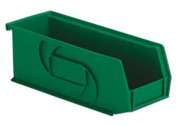 Hang & Stack Storage Bin, Green, Plastic, 10 7/8 in L x 4 1/8 in W x 4 in H, 30 lb Load Capacity