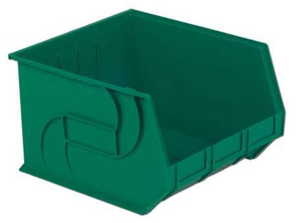 Hang & Stack Storage Bin, Green, Plastic, 18 in L x 16 1/2 in W x 11 in H, 40 lb Load Capacity
