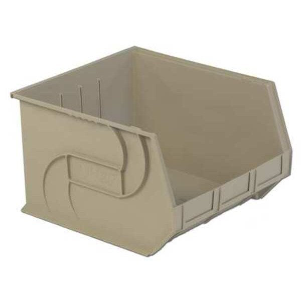 Hang & Stack Storage Bin, Beige, Plastic, 18 in L x 16 1/2 in W x 11 in H, 40 lb Load Capacity