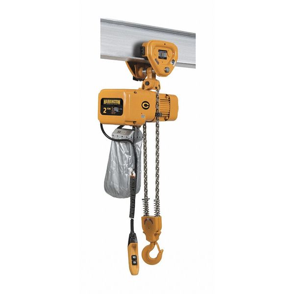 Electric Chain Hoist, 4,000 lb, 20 ft, Push Trolley
