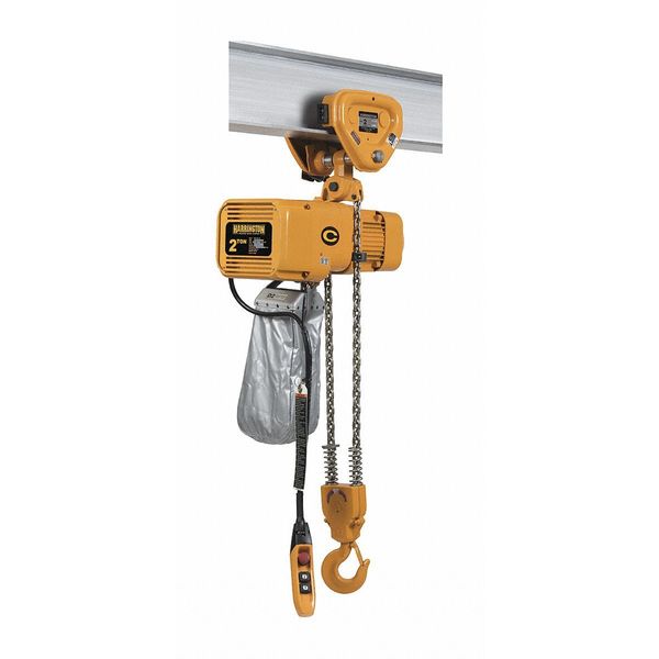 Electric Chain Hoist, 4,000 lb, 20 ft, Push Trolley