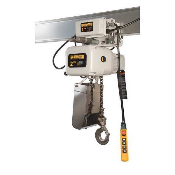 Electric Chain Hoist, 6,000 lb, 10 ft, Push Trolley