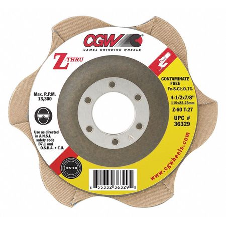 CGW CAMEL GRINDING WHEELS, Flap Disc,4.5x5/8-11,t27,z-thru 40g