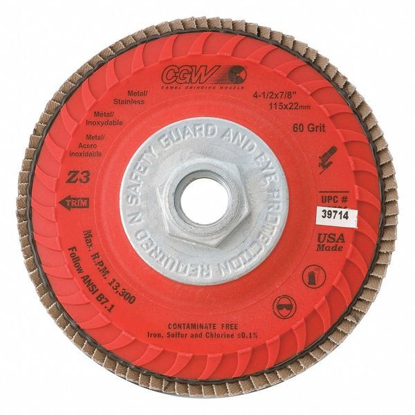Flap Disc, 4.5x5/8-11, Z3-40G, Cmpct-Trim Z
