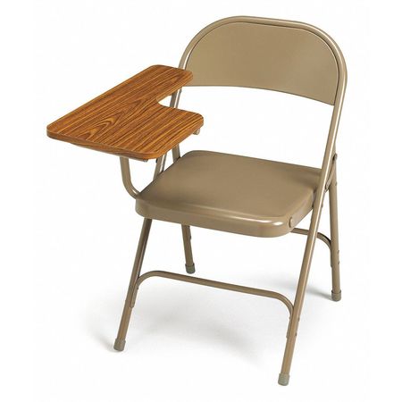 Tablet Arm Steel Folding Chair,beige/oak