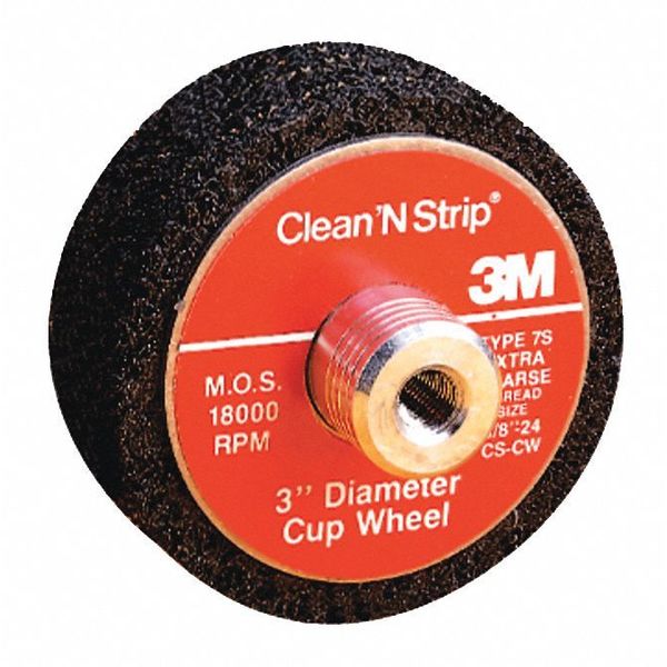 Clean and Strip Cup Wheel, 3inx3/8-24 7S