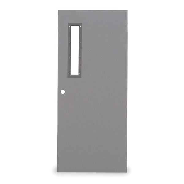 Narrow Light Steel Door with Glass, 84 in H, 36 in W, 1 3/4 in Thick, 16-gauge, Type: 1