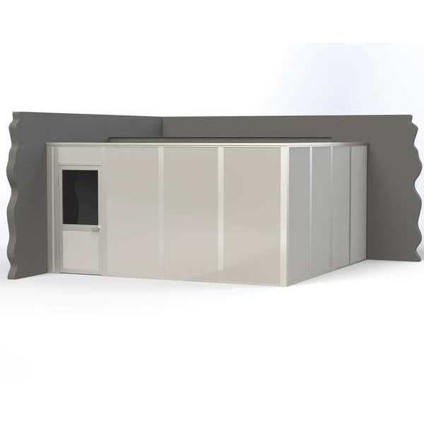 2-Wall Modular In-Plant Office, 8 ft H, 16 ft W, 16 ft D, Gray