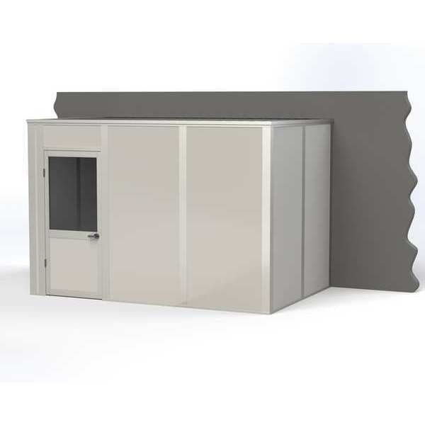 3-Wall Modular In-Plant Office, 8 ft H, 12 ft W, 8 ft D, Gray