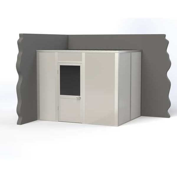 2-Wall Modular In-Plant Office, 8 ft H, 10 ft W, 8 ft D, Gray