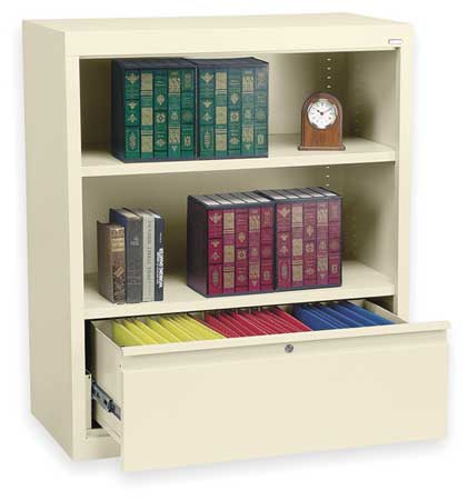 Bookcase Drawer Cabinet,2 Shelf,putty (1