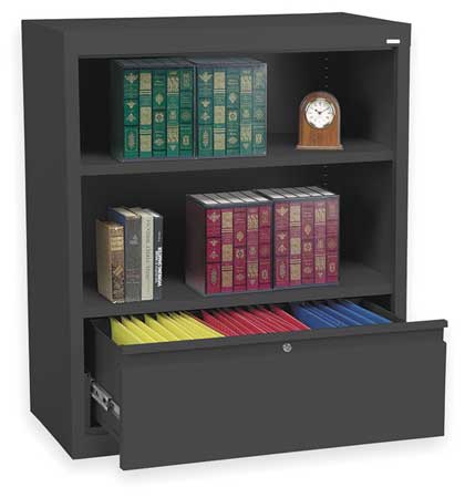 Bookcase Drawer Cabinet,2 Shelf,blk (1 U