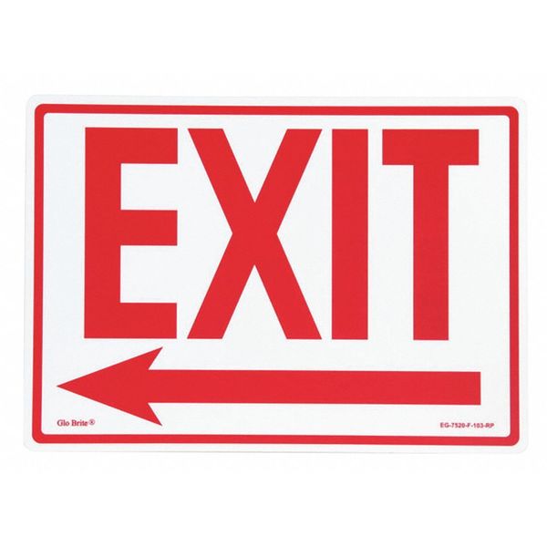 Exit Left Arrow,red On Pl,14"x10" (1 Uni