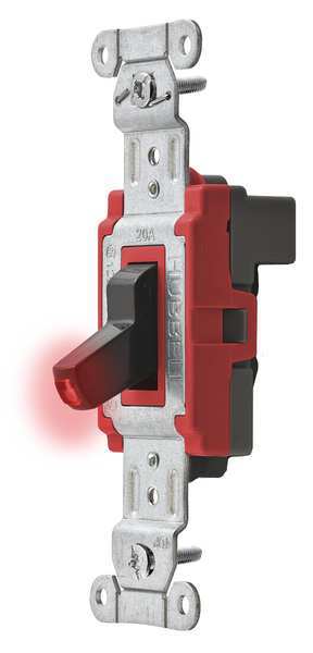 Pilot Lit Wall Swtch, 1-Pole, 120/277V, 20A