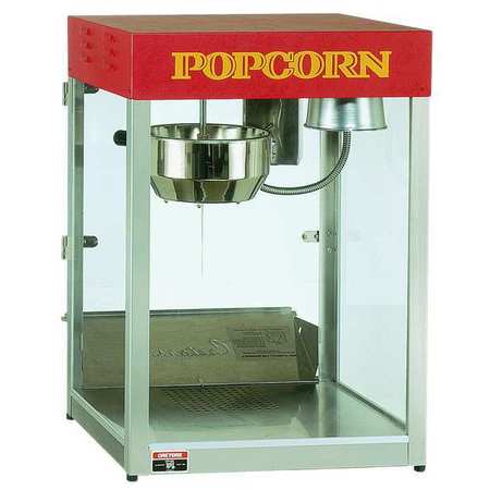 Popcorn Maker,6 Oz.,120v,silver/red (1 U