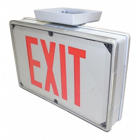 Exit Sign,wet Location,red,white Housing
