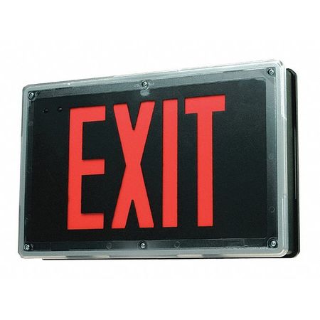 Exit Sign,wet Location,red,black Housing