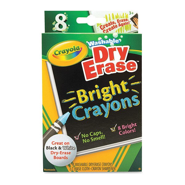 Crayons, Bght, Dry-Erase, PK8