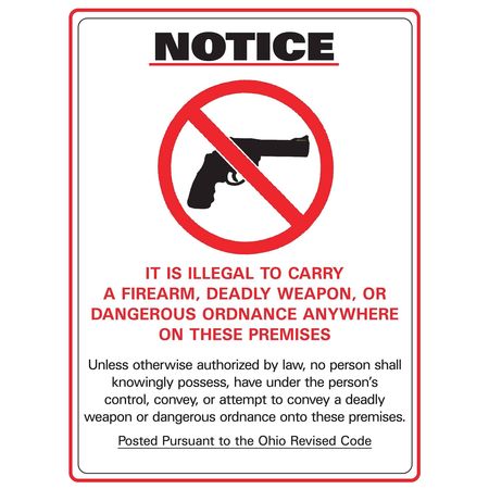 Ohio Concealed Carry Sign,english (1 Uni