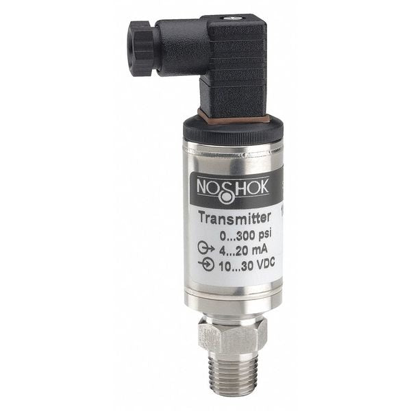 Pressure Transmitter, Wetted Materials: 316 SS, 0 psig to 100 psig, 0.5% Accuracy (BFSL), 4 mA to 20 mA Output, 1/4 NPT Male, Mini-Hirschmann