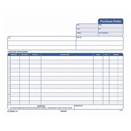 Carbonless Purchase Order Forms,pk50 (1