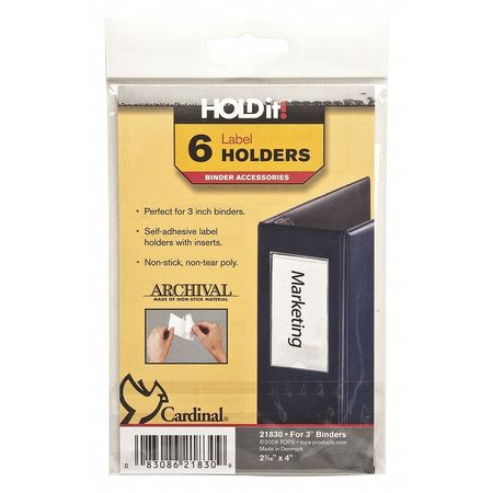 Self-adhesive Label Holder,2"x4",clr,pk6