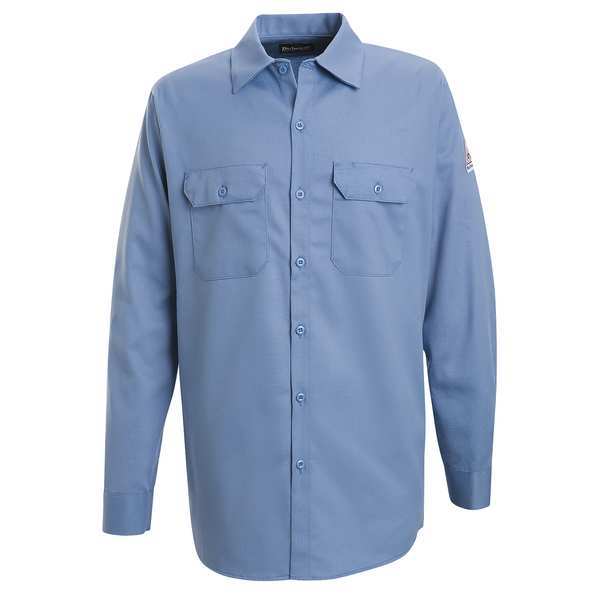 Flame Resistant Collared Shirt, Light Blue, EXCEL Flame Resistant(R) Flame Resistant, 100% Cotton, M