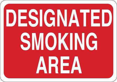 Smoking Area Sign,plstic,white/red,10inh