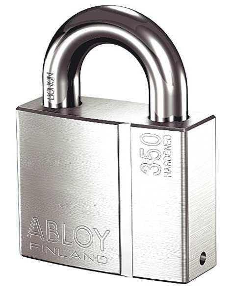 Padlock, Keyed Alike, Standard Shackle, Rectangular Hardened Steel Body, Boron Shackle, 1 1/4 in W