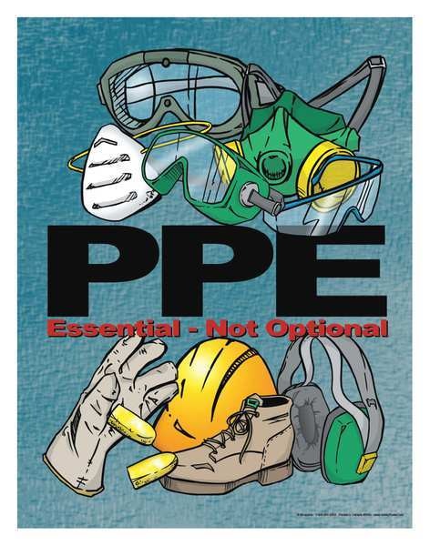 Safety Pstr, PPE Essential Not Optial, ENG