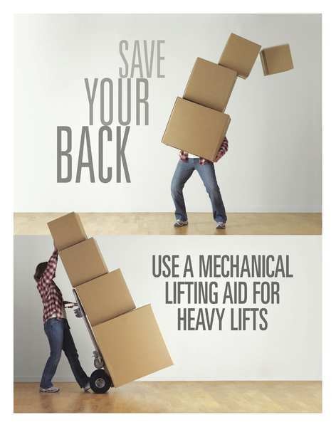 Safety Poster, Save Your Back Use A, EN