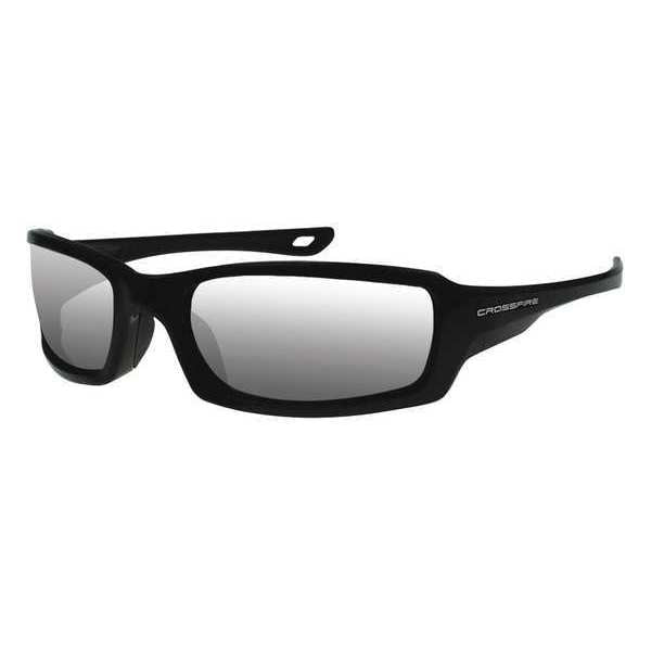 Safety Glasses, Wraparound Silver Mirror Polycarbonate Lens, Scratch-Resistant