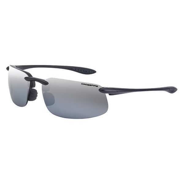 Safety Glasses, Wraparound Silver Mirror Polycarbonate Lens, Scratch-Resistant
