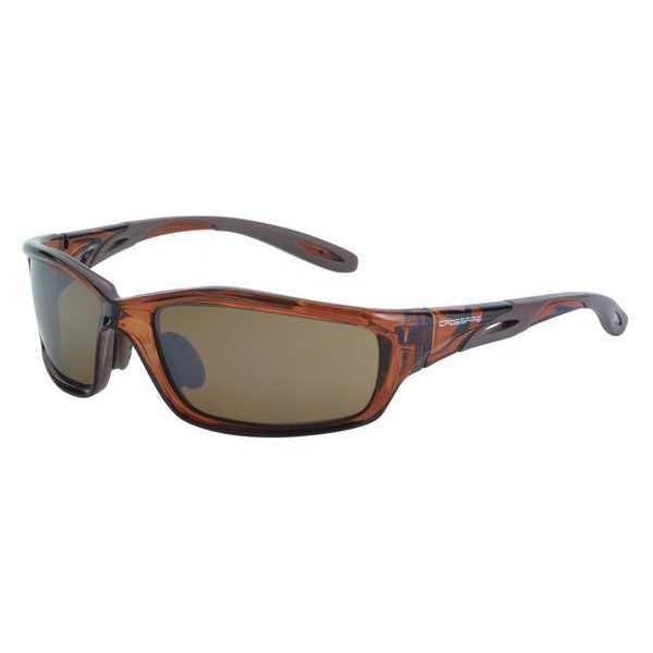 Safety Glasses, Wraparound HD Brown Mirror Polycarbonate Lens, Scratch-Resistant