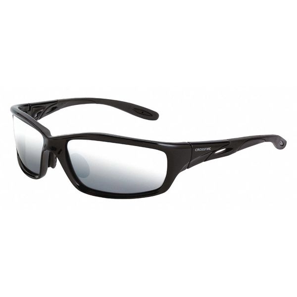 Safety Glasses, Wraparound Silver Mirror Polycarbonate Lens, Scratch-Resistant