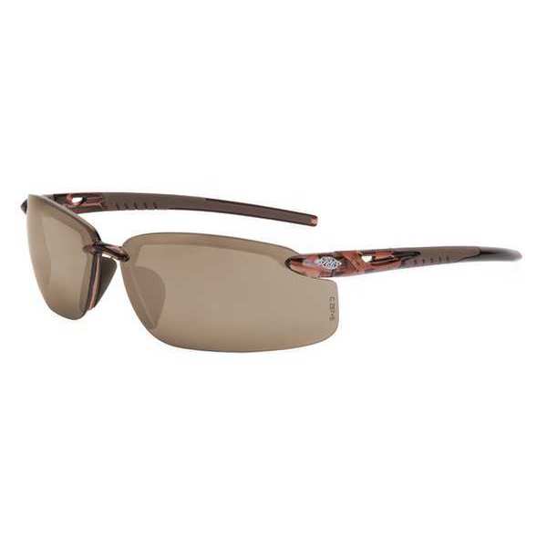 Safety Glasses, Wraparound HD Brown Flash Mirror Polycarbonate Lens, Scratch-Resistant
