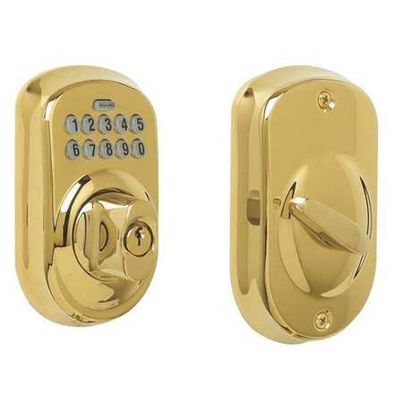 Deadbolt Lock,polished Brass,10 Button (