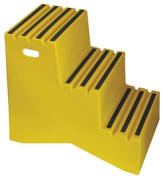 3 Steps, Plastic Step Stand, 500 lb. Load Capacity, Yellow