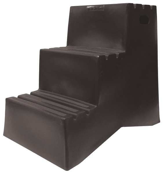 3 Steps, Plastic Step Stand, 500 lb. Load Capacity, Black