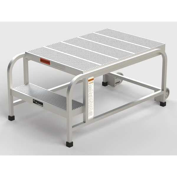 Aluminum Mobile Work Platform, 2 Steps, No Handrails, 36