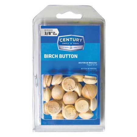 Birch Button,3/8 In.,24 Pack (4 Units In