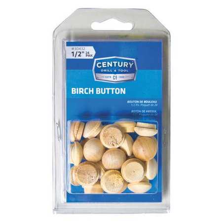 Birch Button,1/2 In.,24 Pack (4 Units In