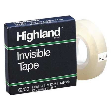Invisible Tape,mending,0.50 In Wx36 Yd L