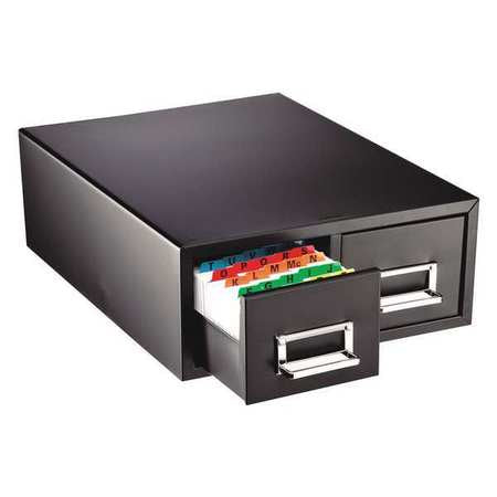 Cabinet,3x5 In. Card Cap.,2 Drawer,black