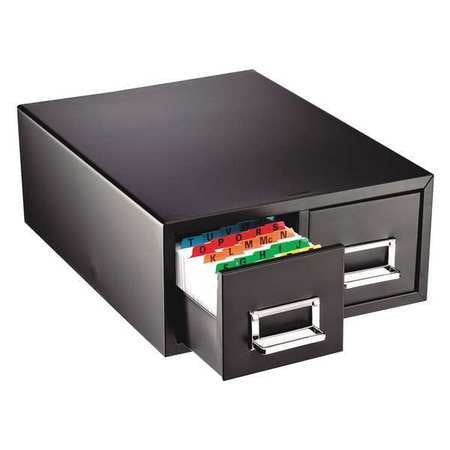 Cabinet,4x6 In. Card Cap.,2 Drawer,black